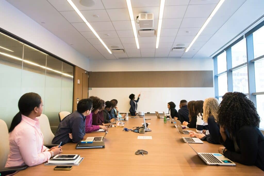 people gathered in a boardroom